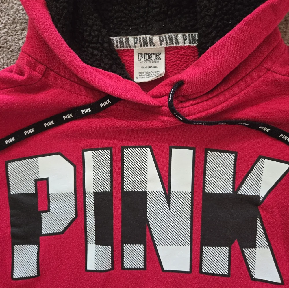 Victoria's Secret PINK Logo Hoodie Red Size S - Picture 7 of 7